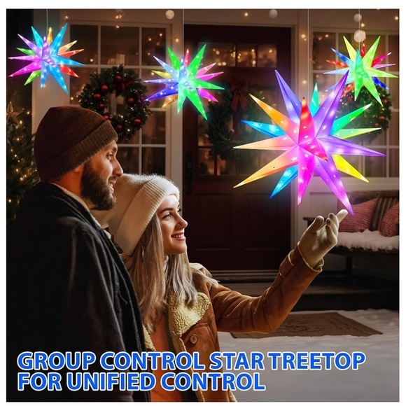 Monrovian Star Tree Topper Star Music Synch Change Colors App Controlled Timer - Picture 6 of 7